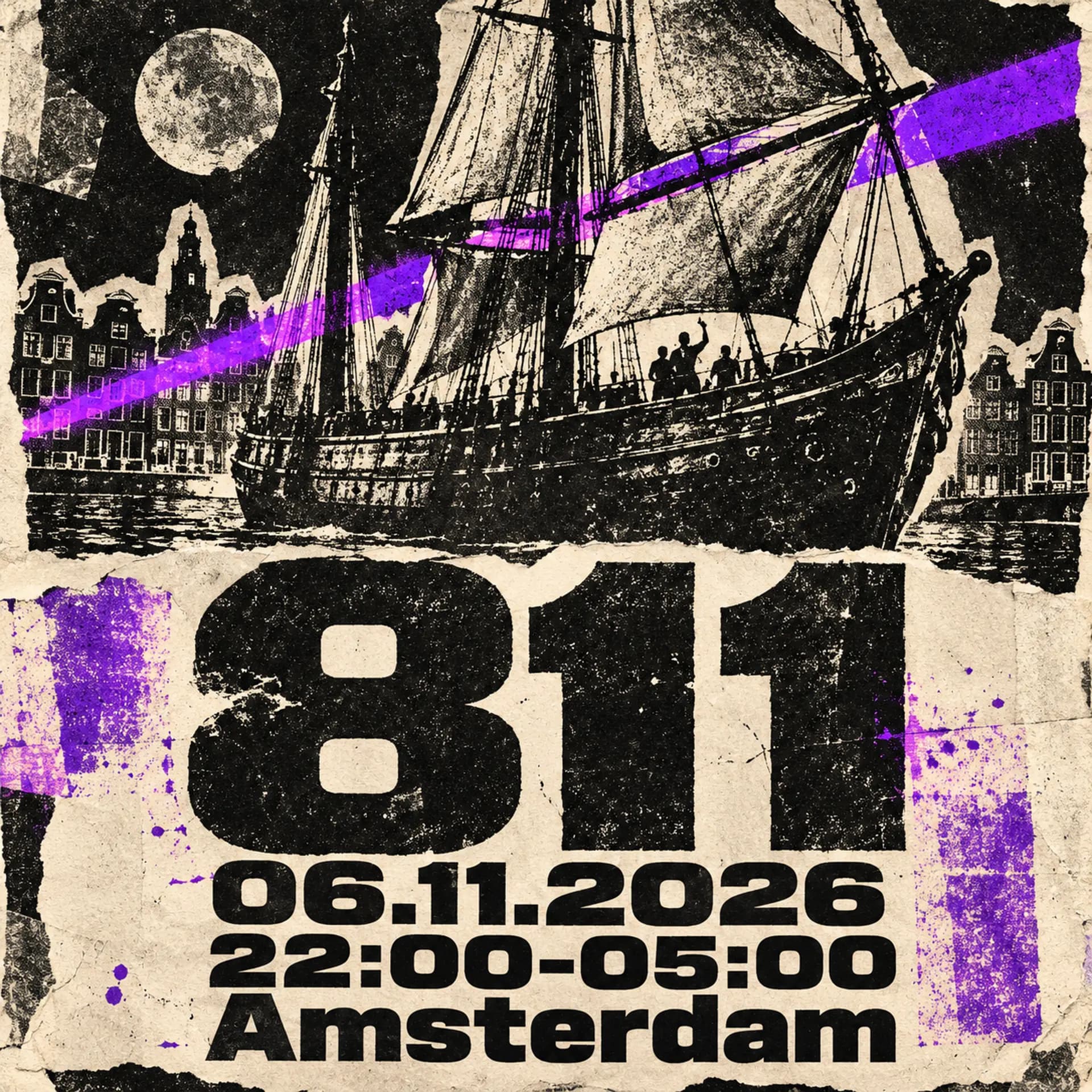Official 811’26 pirate-themed artwork confirming 6 November 2026,22:00–05:00; supplied by the organiser on Luma.