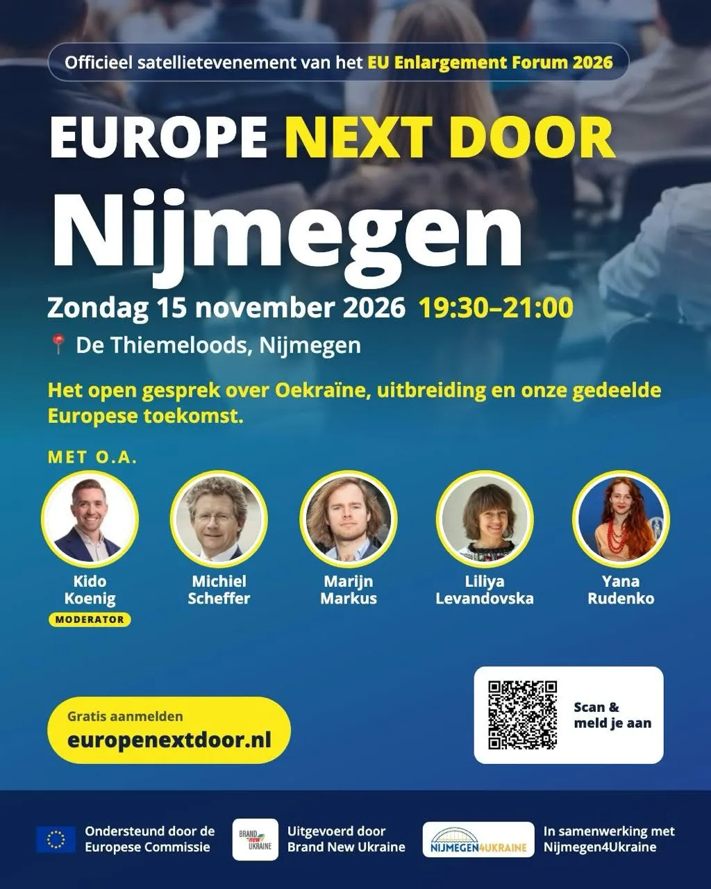 Official Europe Next Door Nijmegen poster, 15 November 2026, supplied by Nijmegen4Ukraine.